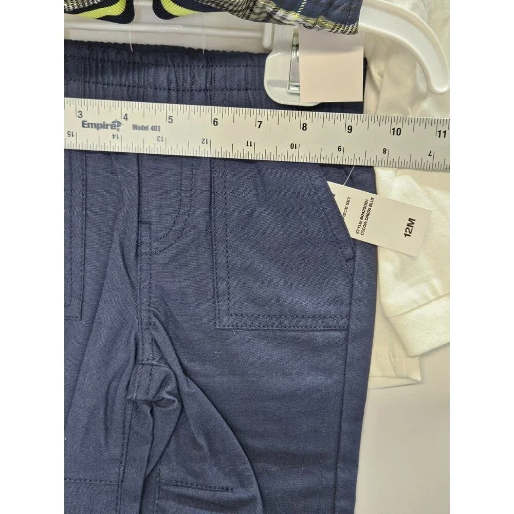 DKNY  Size 12 M Set Of 3, Green- Blue Vest/ Blue Pants/ Cream Long‎ Sleeve Print